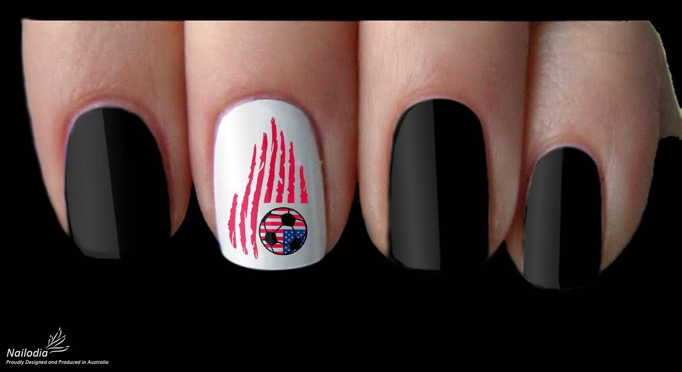 USA United States America Soccer Fan Nail Art Decal Sticker Water Transfer