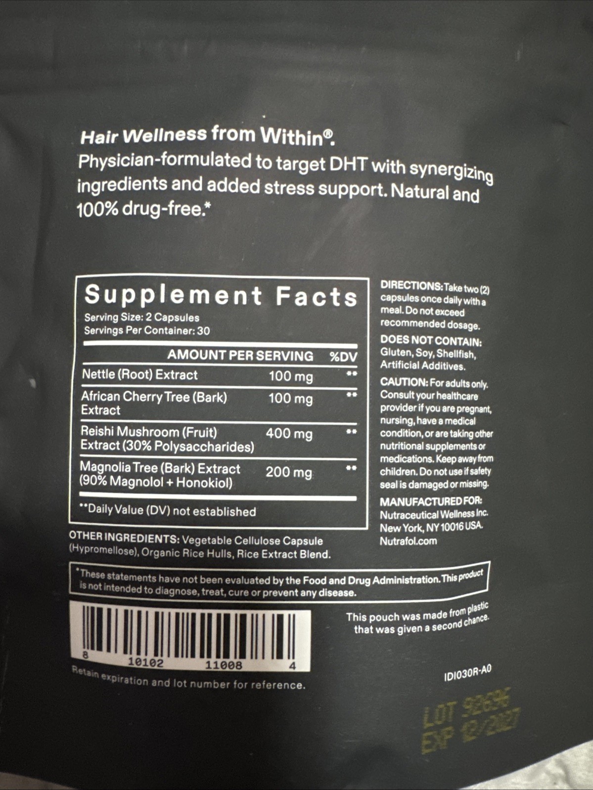 Nutrafol Men Hair DHT Inhibitor 60 Capsules Exp 12/2027 Refills