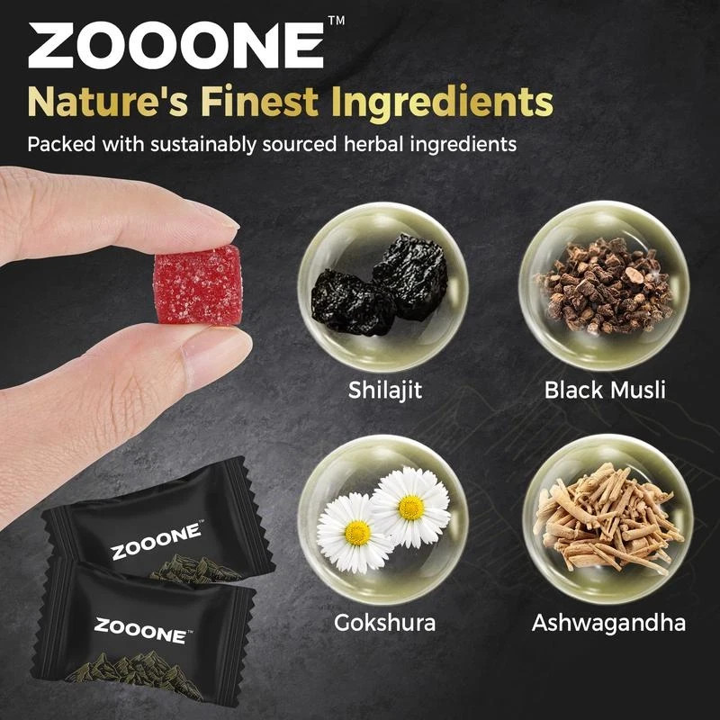 ZOOONE Shilajit Gummies 60 Count 3000mg Himalayan Gold Energy Support