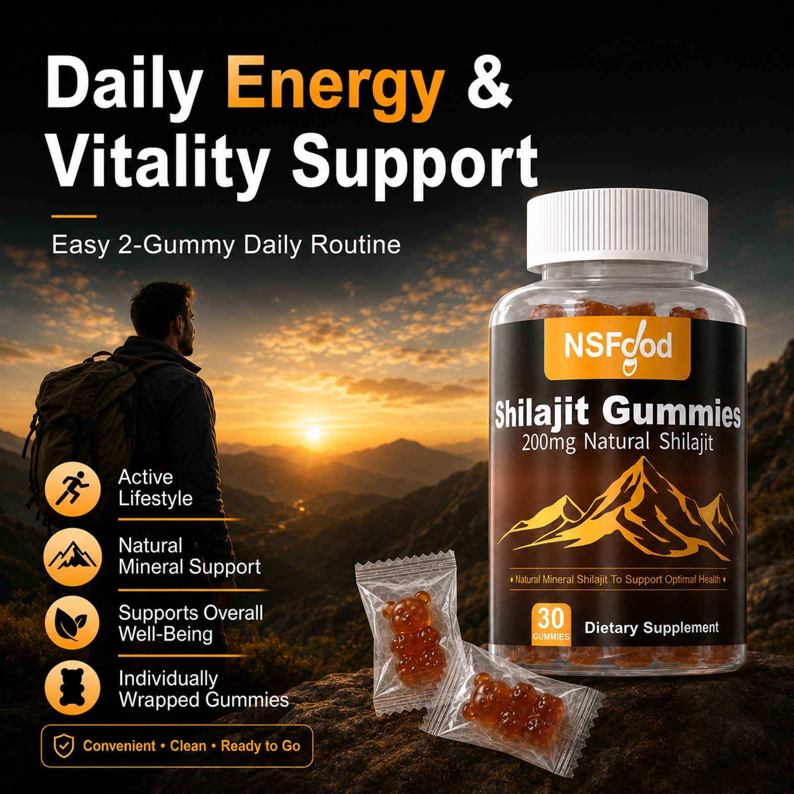 Pure 100% Himalayan Shilajit Gummies | Shilajit Resin Supplement | Energy Boost