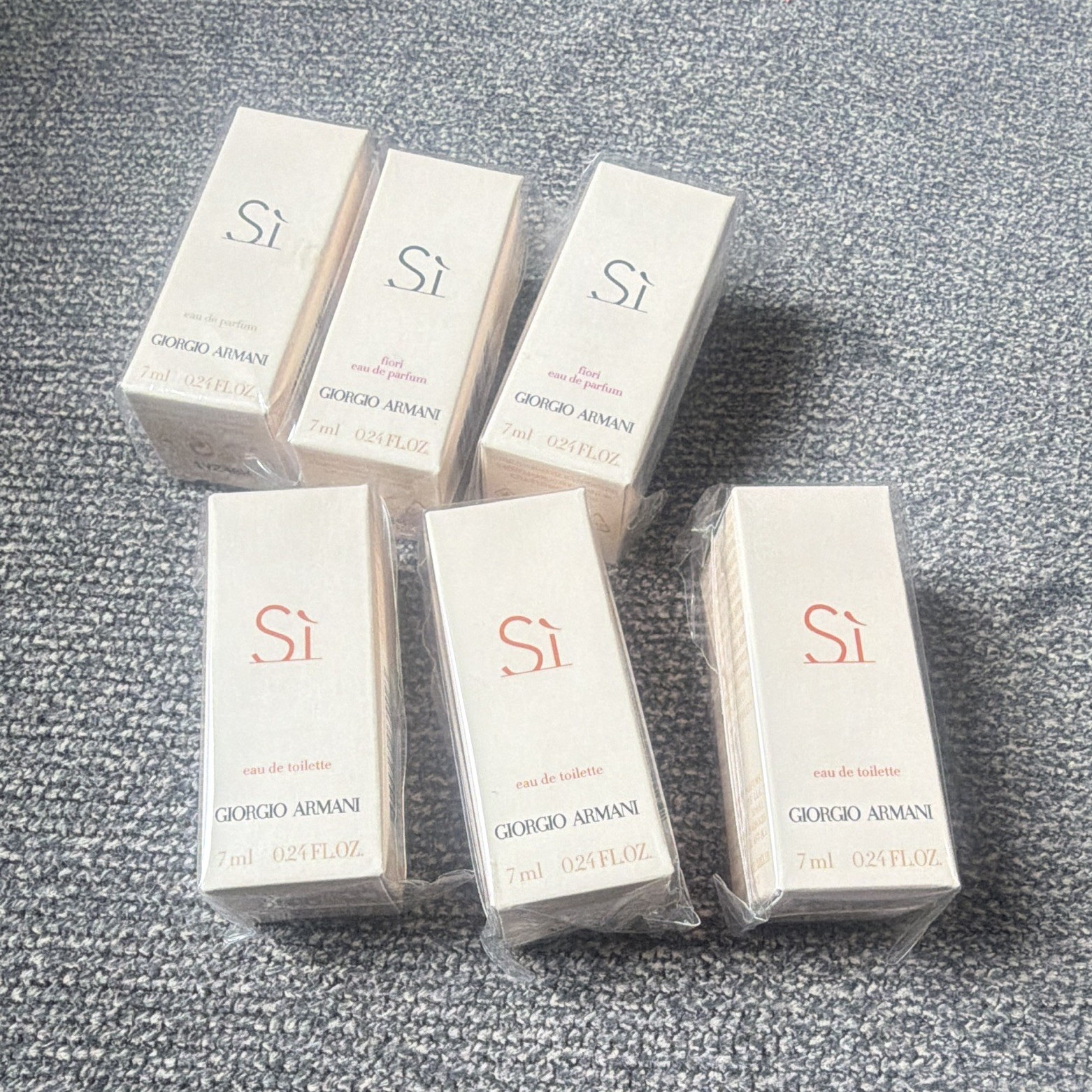 Giorgio Armani Si Eau de Toilette Travel Spray 0.24 fl oz 7ml Lot of 6