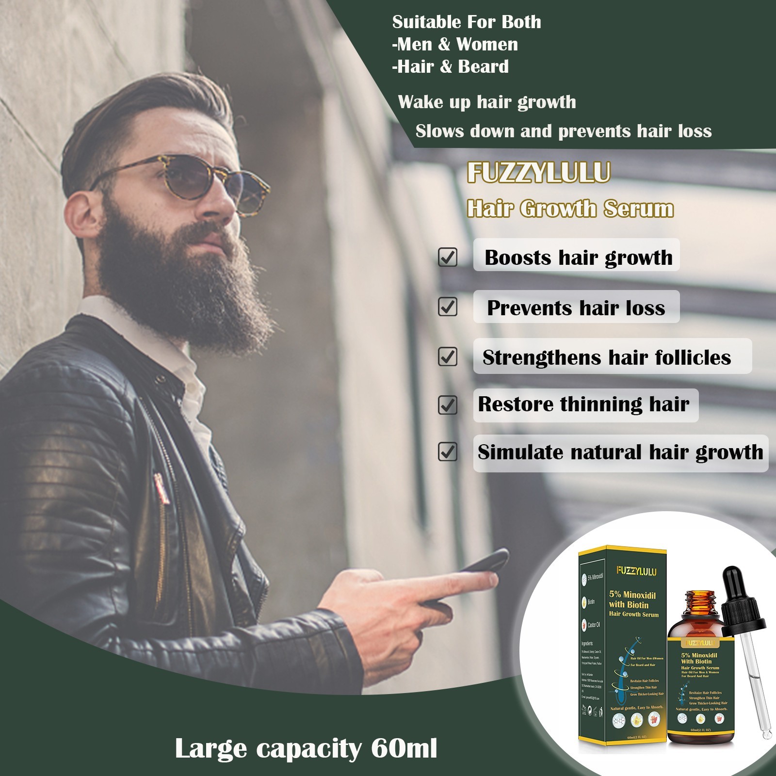120ml 5% Minoxidil Biotin Hair Growth Serum for Healthier and Thicker Hair