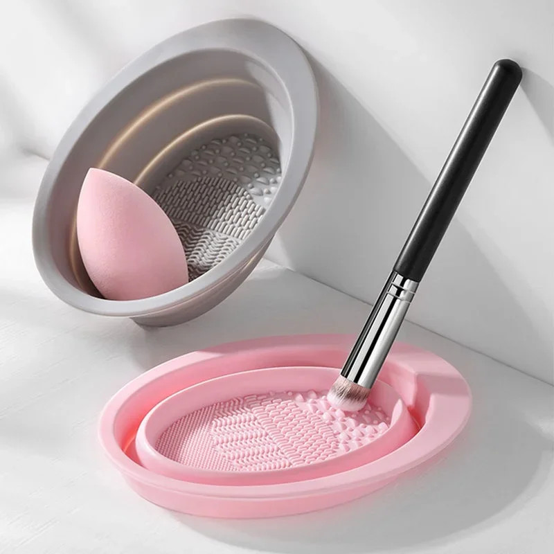Silicone Makeup Brush Cleaner Bowl Foldable Clean Mat Cosmetic Foundation Eyesha