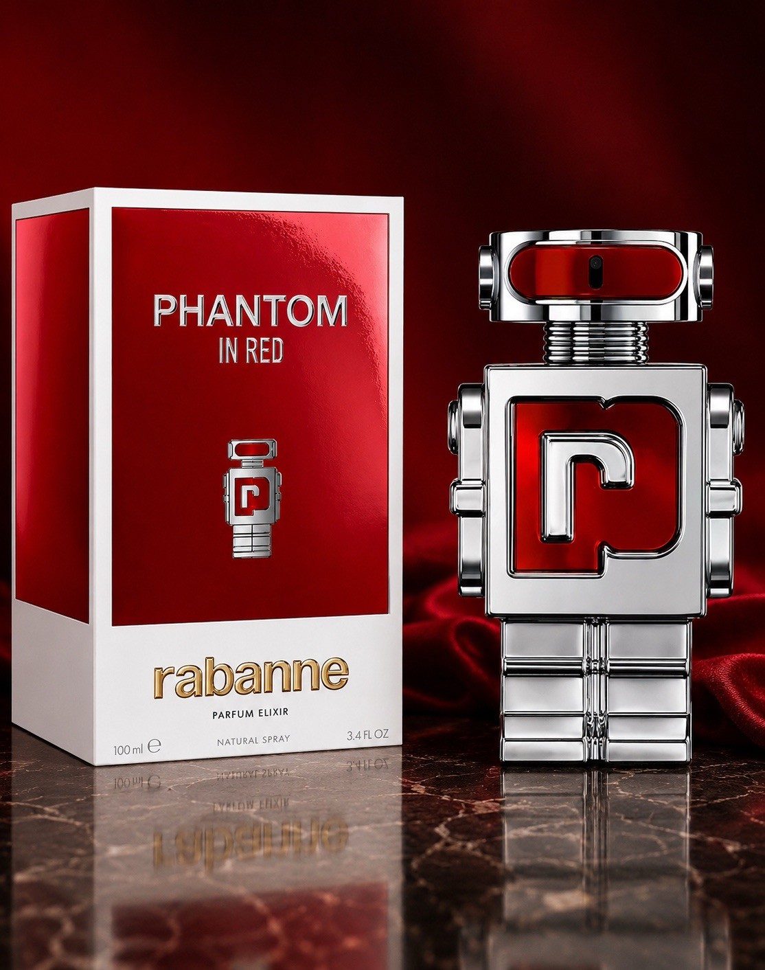 Rabanne Phantom In Red Parfum Elixir 3.4 oz / 100ml Spray New Open Box