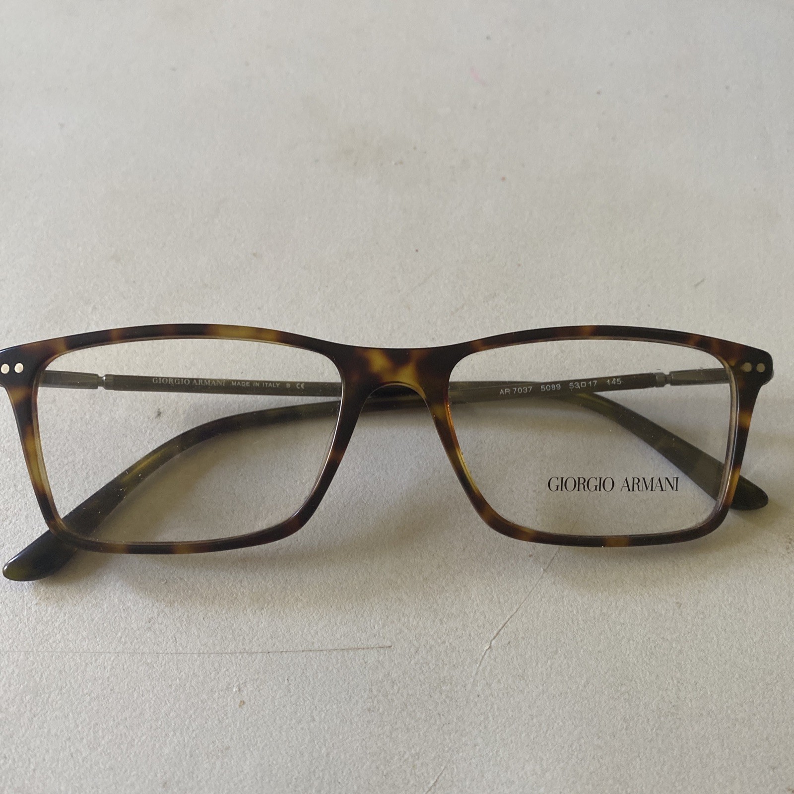 Giorgio Armani Rectangle Man Eyeglasses AR7037 5089 53mm Matte Dark Havana – NEW