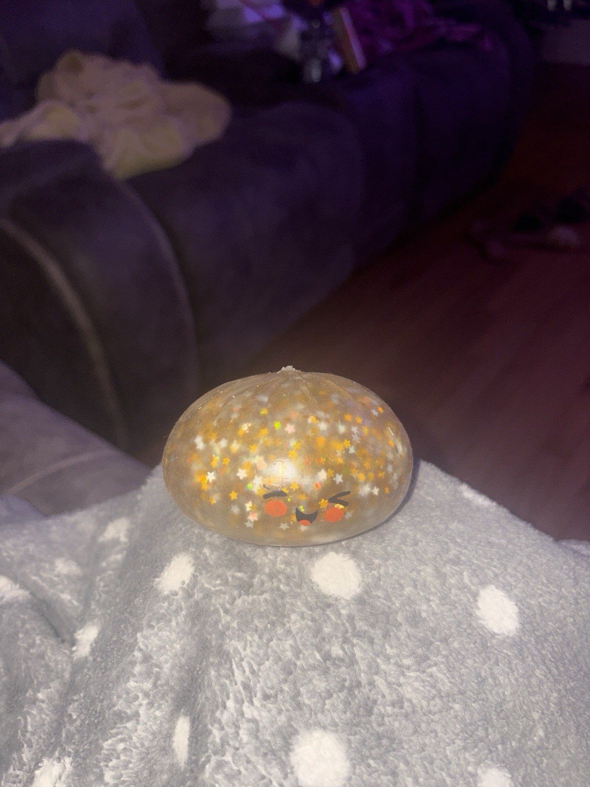 Clear Gel Gold Glitter Squeeze Ball Stress Reliever Squishy Toy