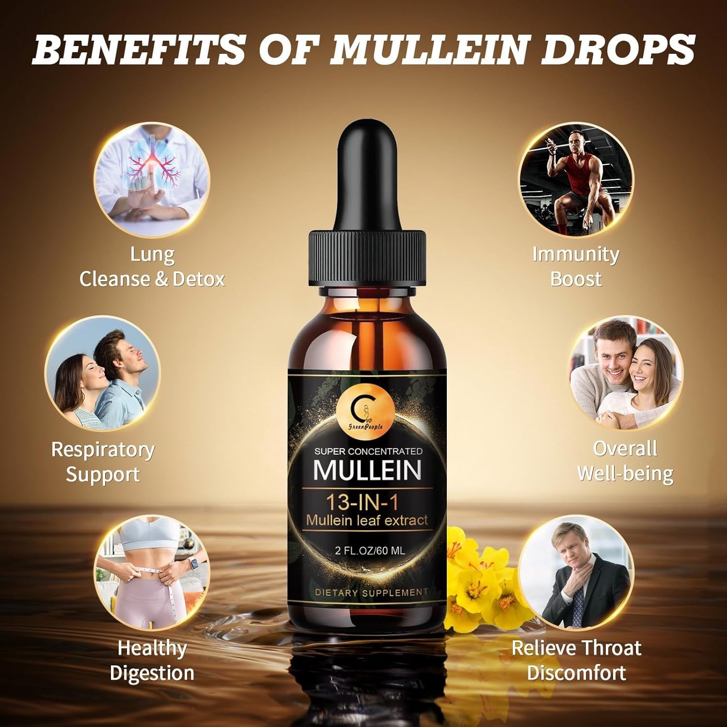 Mullein drops for Lung, Mullein Leaf Extract, Super Concentrated Tincture