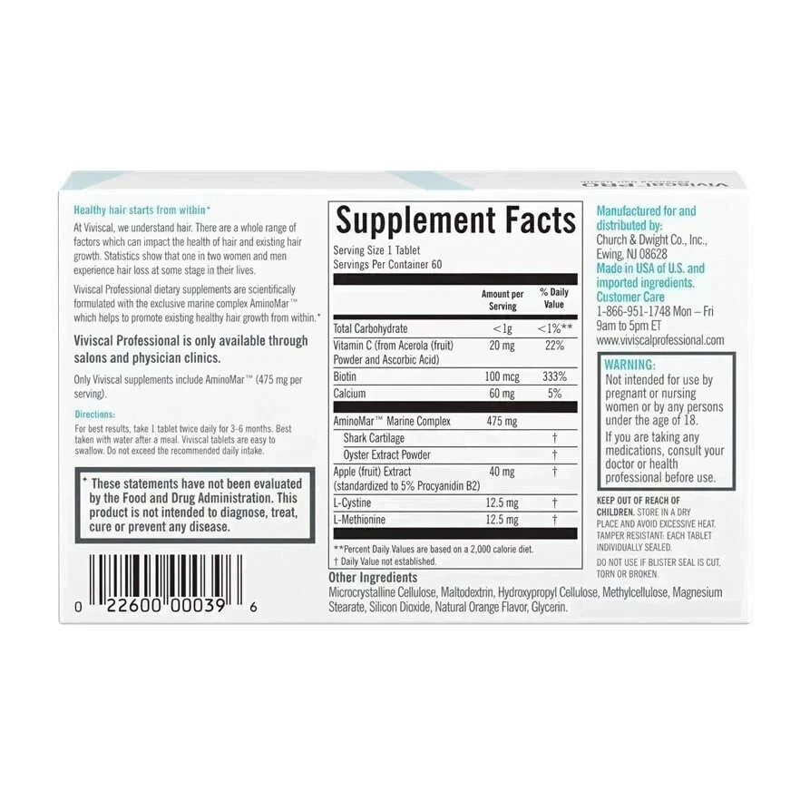 Viviscal Professional Hair Growth Supplement 180 Tablets for Women & Men
