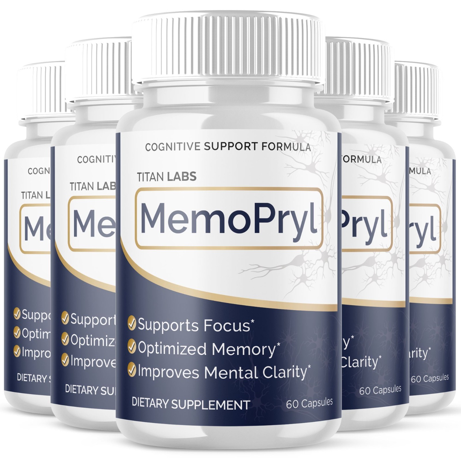 (5 Pack) MemoPryl Nootropic All Natural Brain Supplement Memo Pryl 300 Capsules