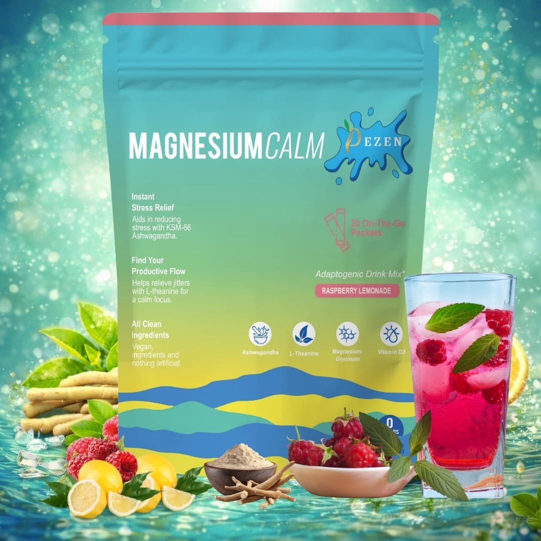 DEZEN Super Calm Magnesium Powder Drink Mix Raspberry Lemonade Flavor