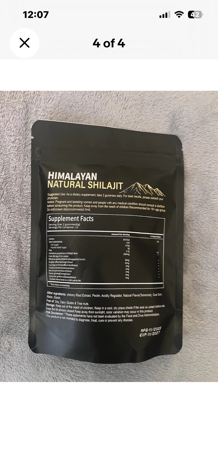 TORLEN Shilajit Ashwagandha Gummies 3000mg 30ct Gelatin Free No Sugar