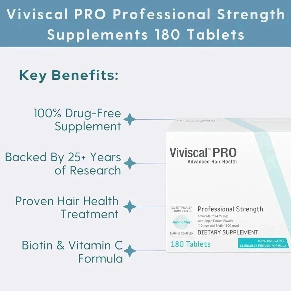 VIVISCAL PRO – Professional hair Growth Supplement 180 tablets, Expiring in 2027