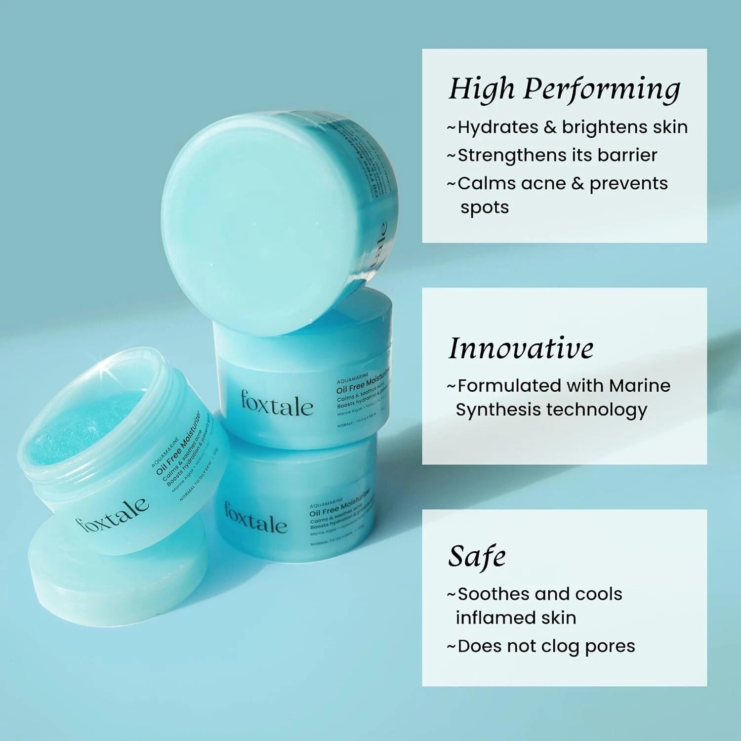 Foxtale Oil Free Moisturizer with Hyaluronic Acid / Acne-Prone Skin / 100g