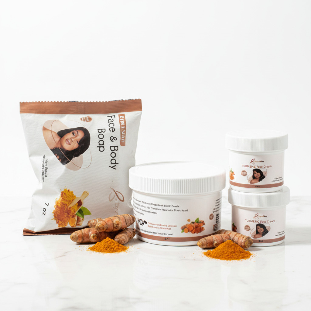 Turmeric Skincare Bundle – Soap 7 oz + Face Cream 4 oz + Body Cream 8 oz ✨