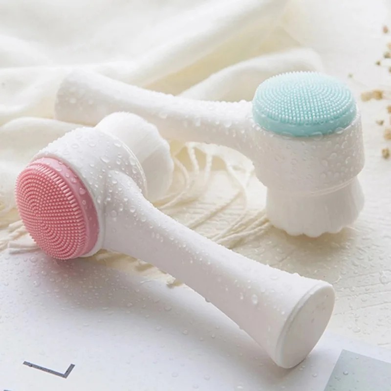 3D dual-SIDED SILICONE FACIAL CLEANSING BRUSH – SOFT EXFOLIATING FACE SCRUBBER