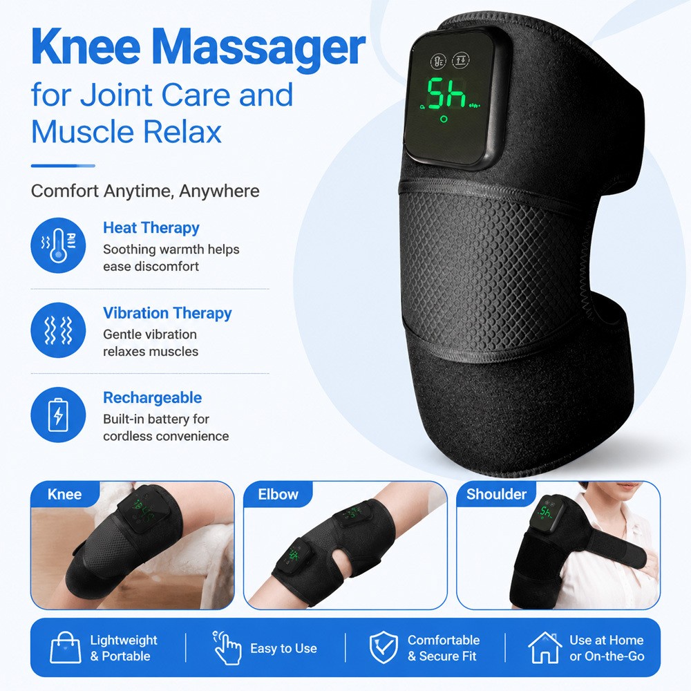 Electric Heated Knee Massager for Knee Elbow Shoulder Pain Relief Home Daily Use