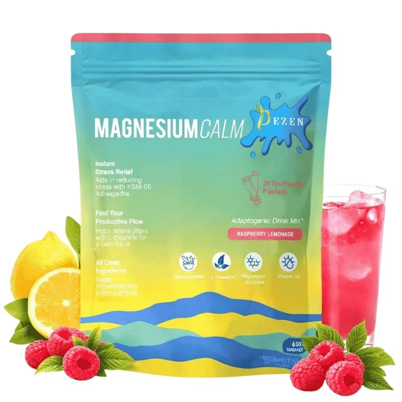 DEZEN Super Calm Magnesium Powder Drink Mix Raspberry Lemonade Flavor