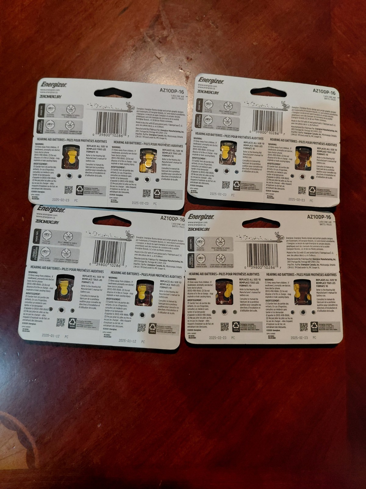 Energizer Zinc Air Hearing Aid Batteries Size 10 Yellow Tab 64 Total NEW