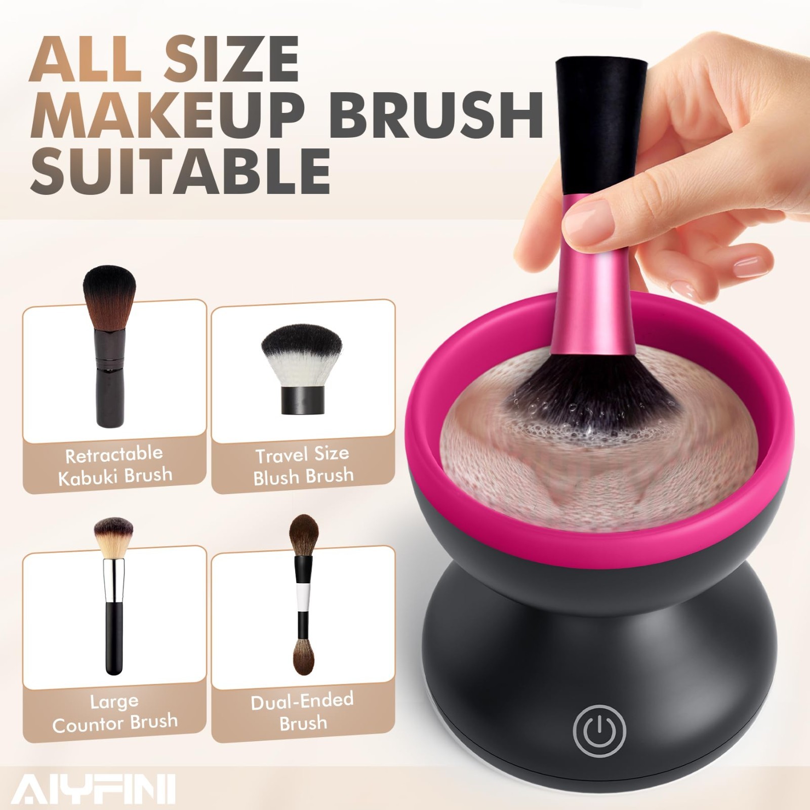Electric Makeup Brush Cleaner Machine – Fast, Portable Washer for Brushes & Spon