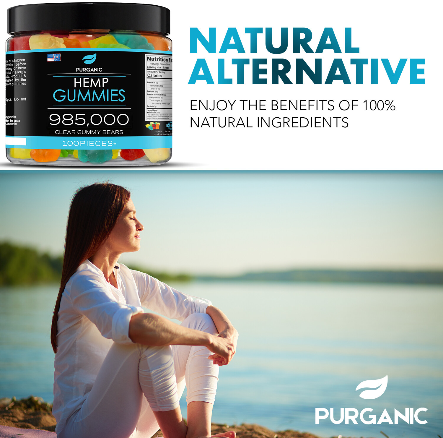Natural Gummies for Stress Relief – Great for Pain, Insomnia & Anxiety -100ct