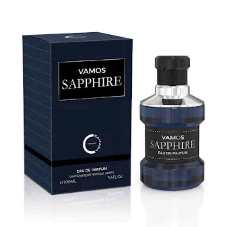 Vamos Sapphire Eau de Parfum Spray, Regular Size 3.4 fl oz / 100 ml