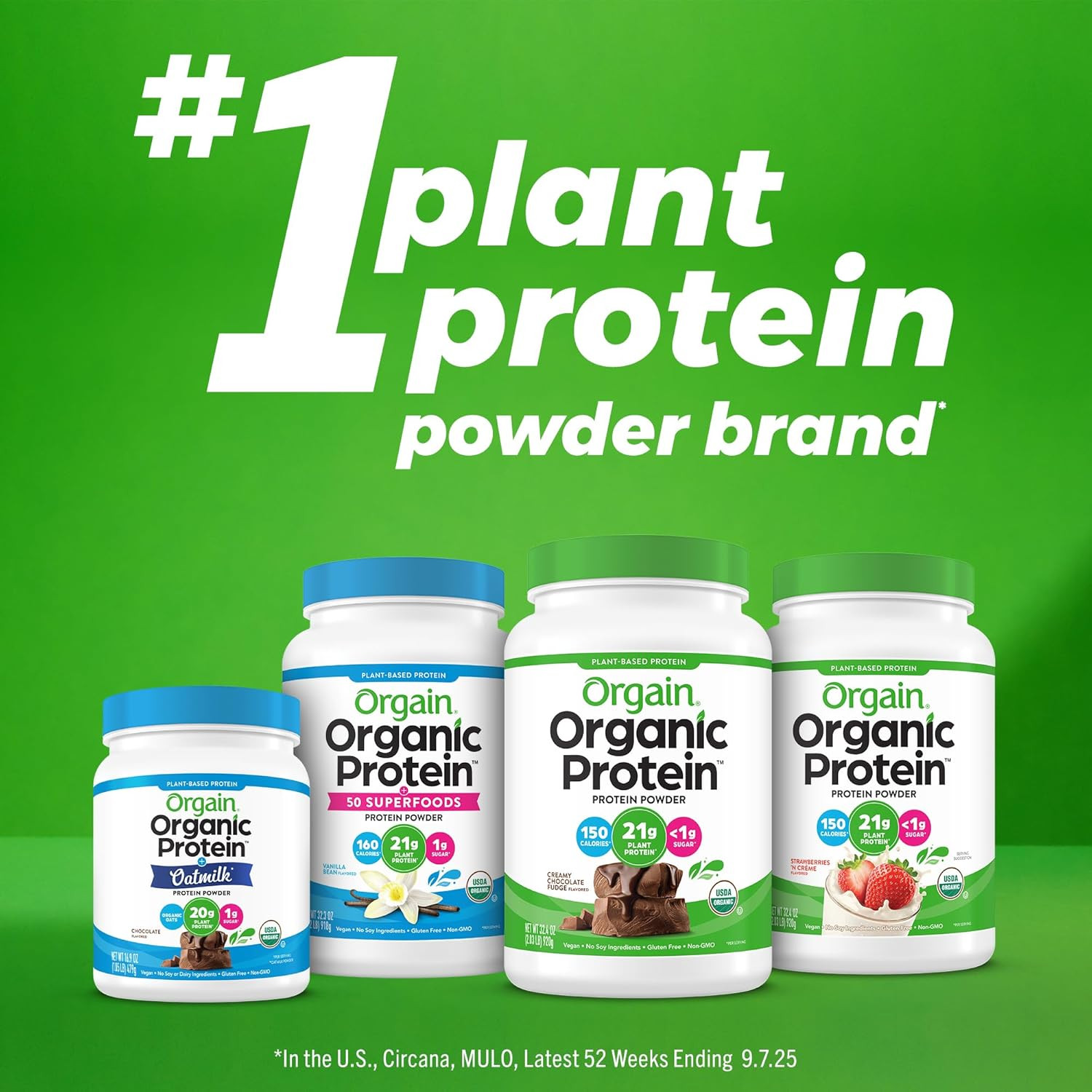 Orgain Organic Vegan Protein Powder, Vanilla Bean – 21G Plant Protein, 6G Prebio