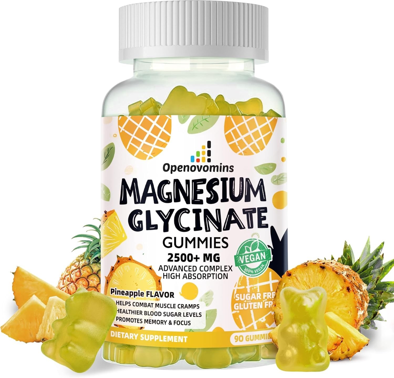 Magnesium Glycinate Gummies 2500mg – Sugar Free Magnesium Potassium Supplement w