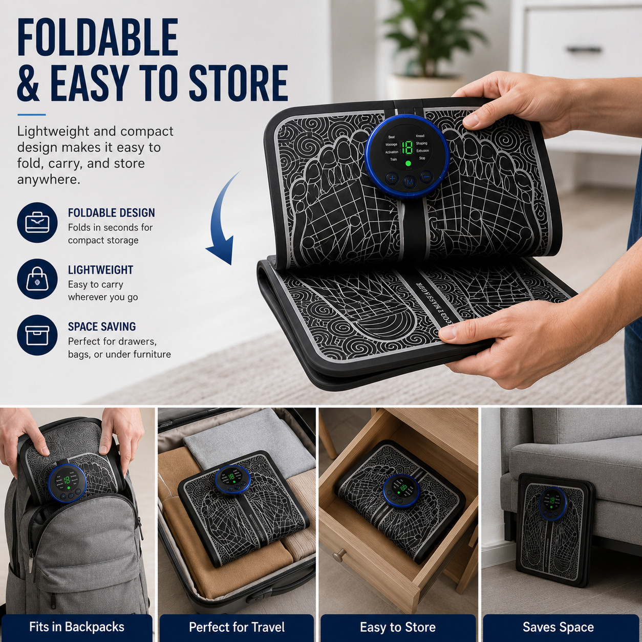 EMS Foot Massager Mat Foot Stimulator Pad Circulation Relaxation Pain Relief USB