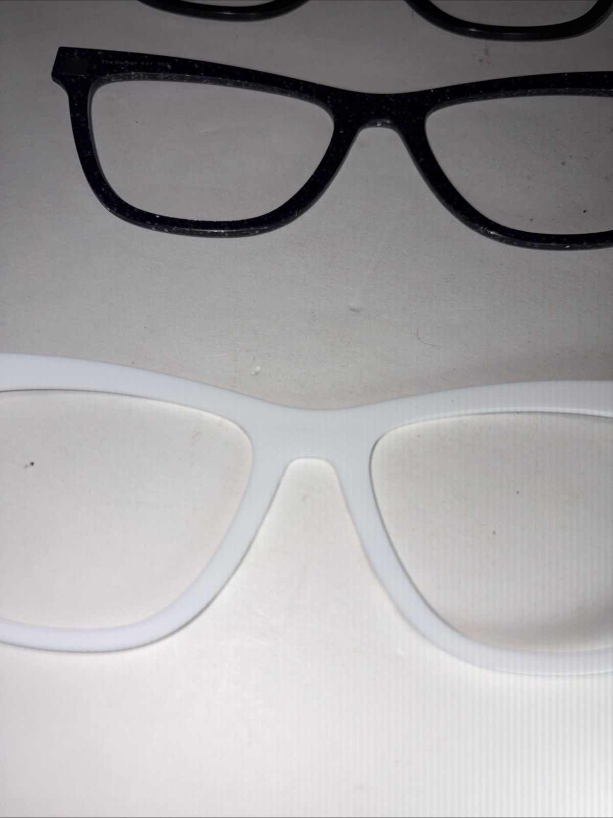 3 Pair eyewear toppers Harper Purple White Black Strip Green Black W/case