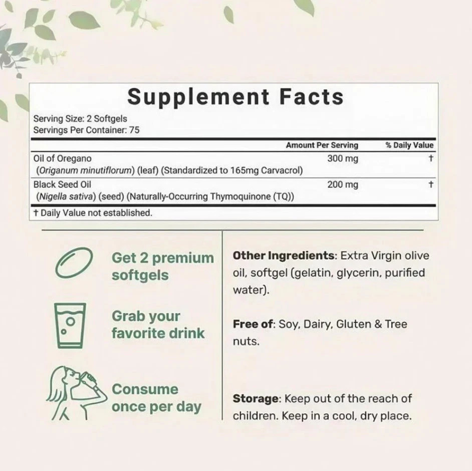 Oregano Oil 6000mg + Certified Black Seed Oil | Micro Ingredients Capsules
