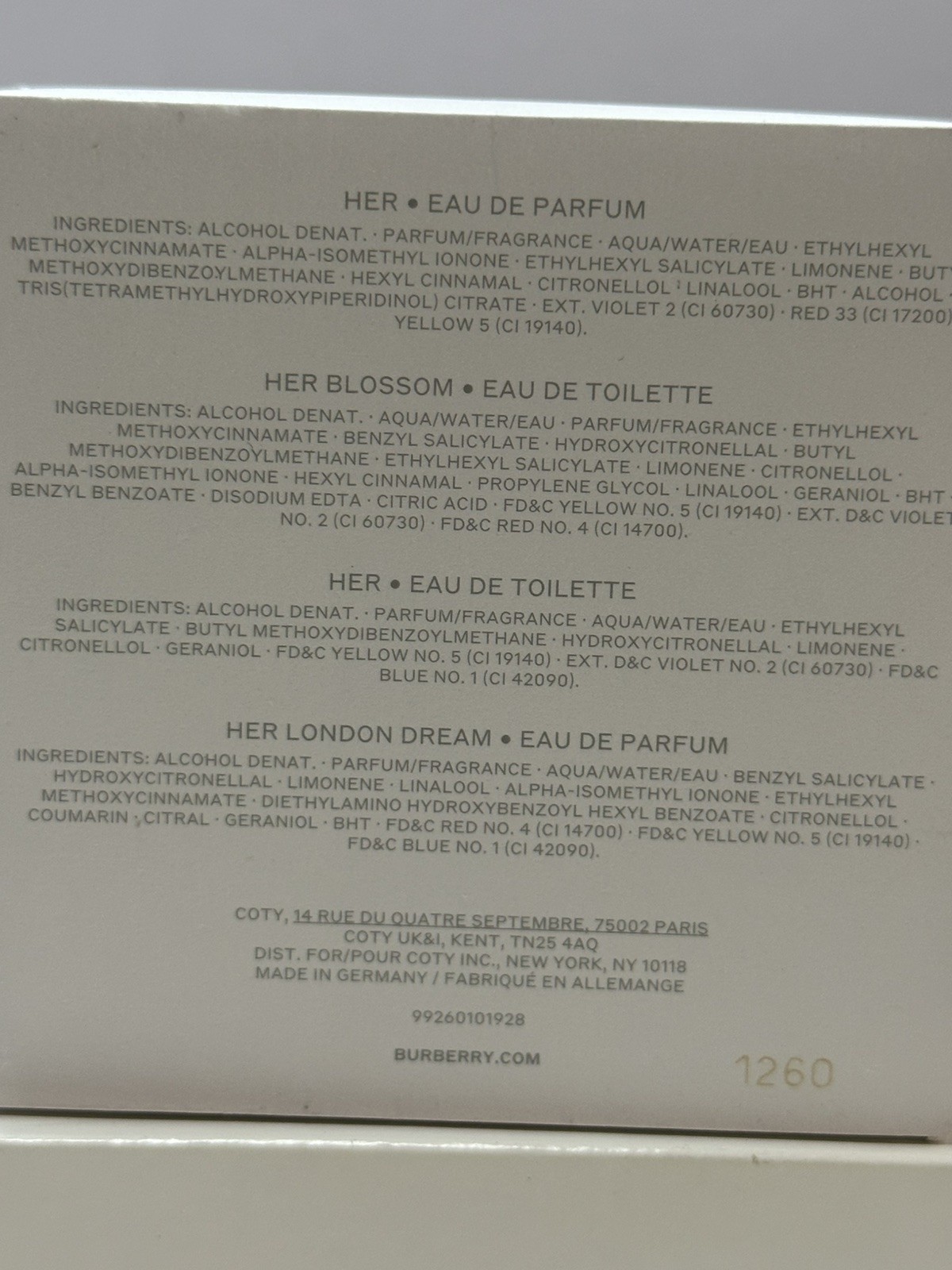 Burberry Her 4pc Vials Gift Set Her EDP&EDT, Her Elixir & Her London Dream 4X1.5