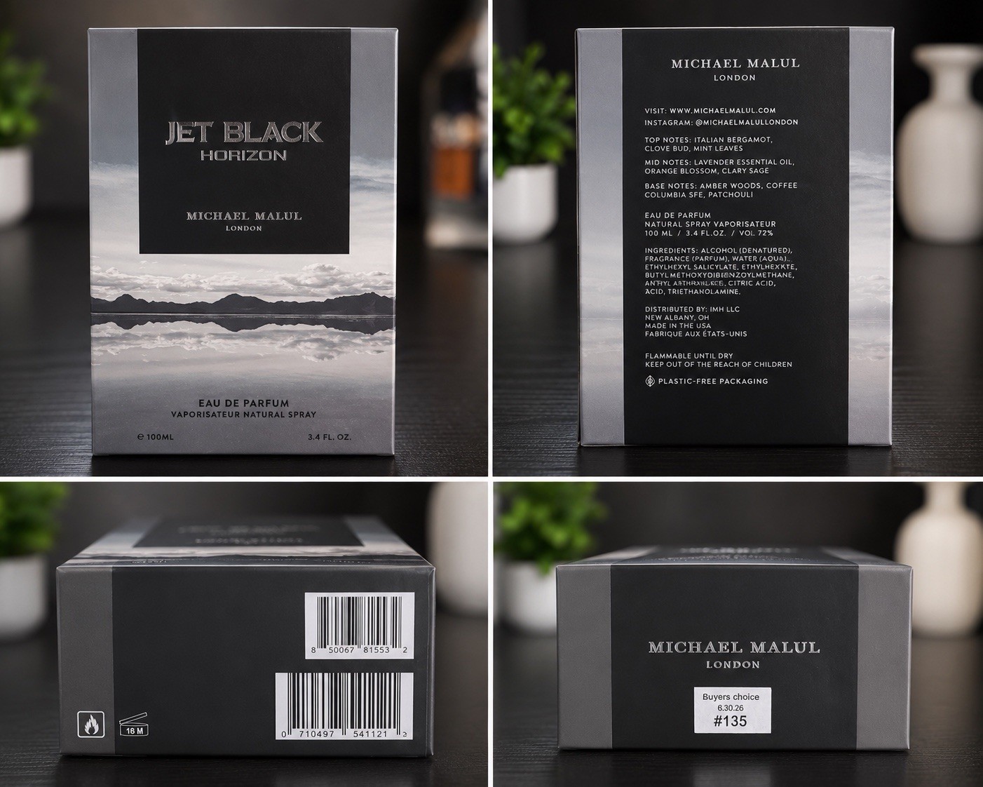 Michael Malul London Jet Black Horizon Eau de Parfum Spray Bergamot 3.4 fl oz