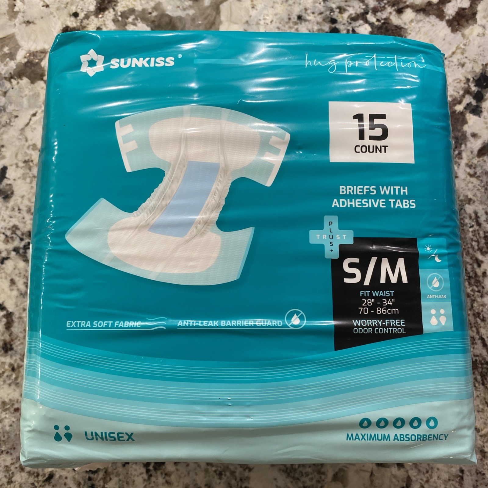SUNKISS TrustPlus Adult Diapers Unisex Size S/M 28”-34” 15CT