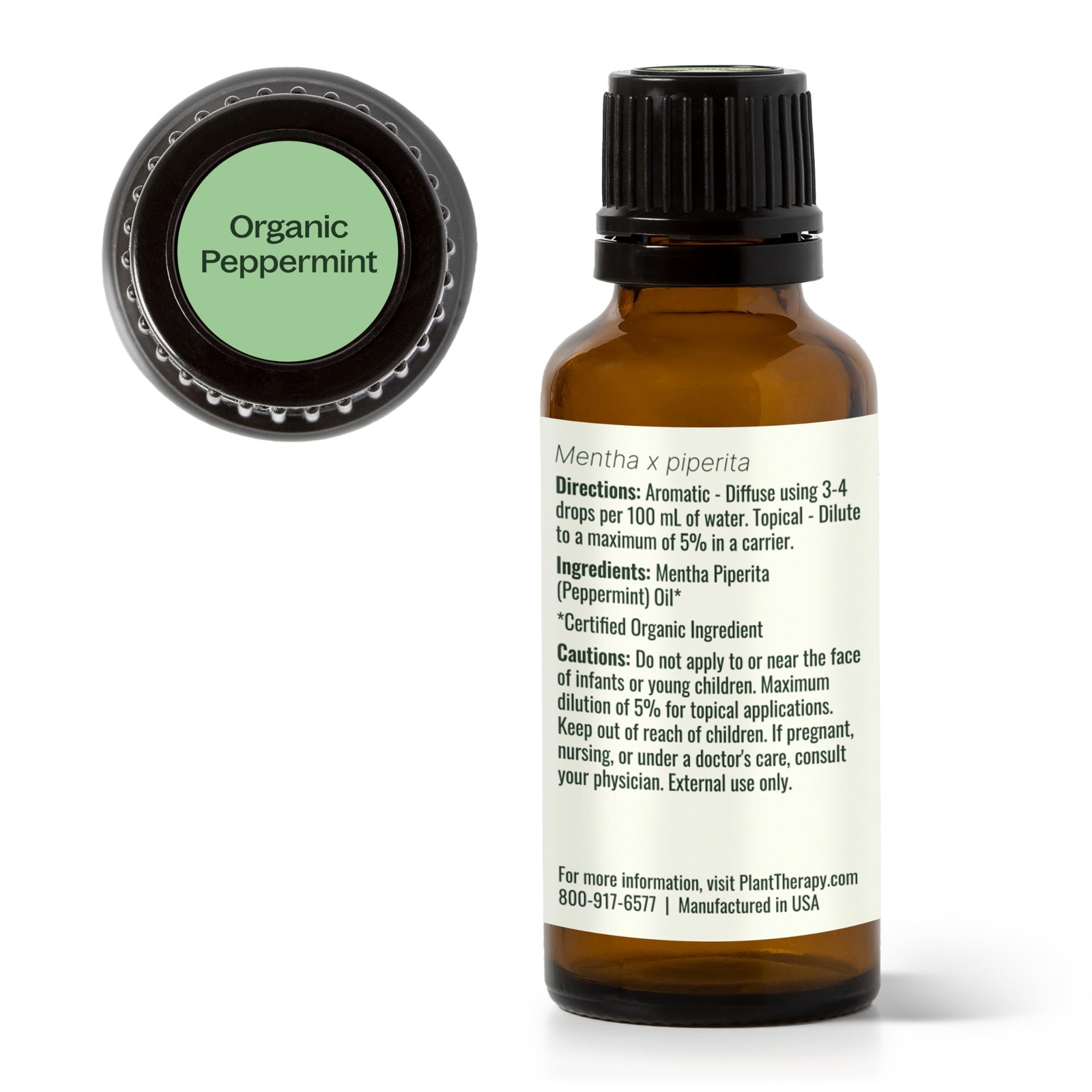Plant Therapy Organic Peppermint Essential Oil 30 1 Fl Oz (Pack of 1), Clear
