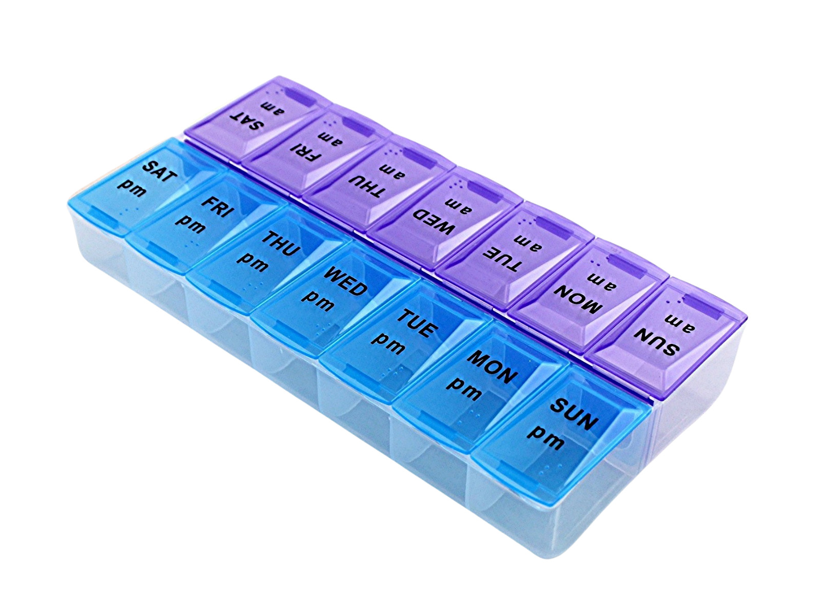 Jumbo Extra Large 7.5″ x 4″ Pill Organizer 7 Day 2 Times a Day Weekly Pill Box