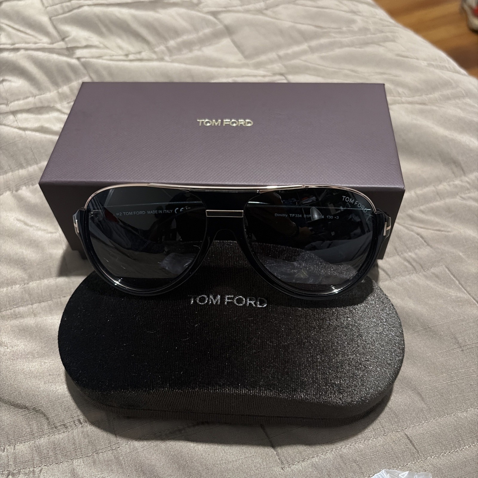 Tom Ford Dimitry FT0334 01P Shiny Black Gradient Green 59 mm Men’s Sunglasses