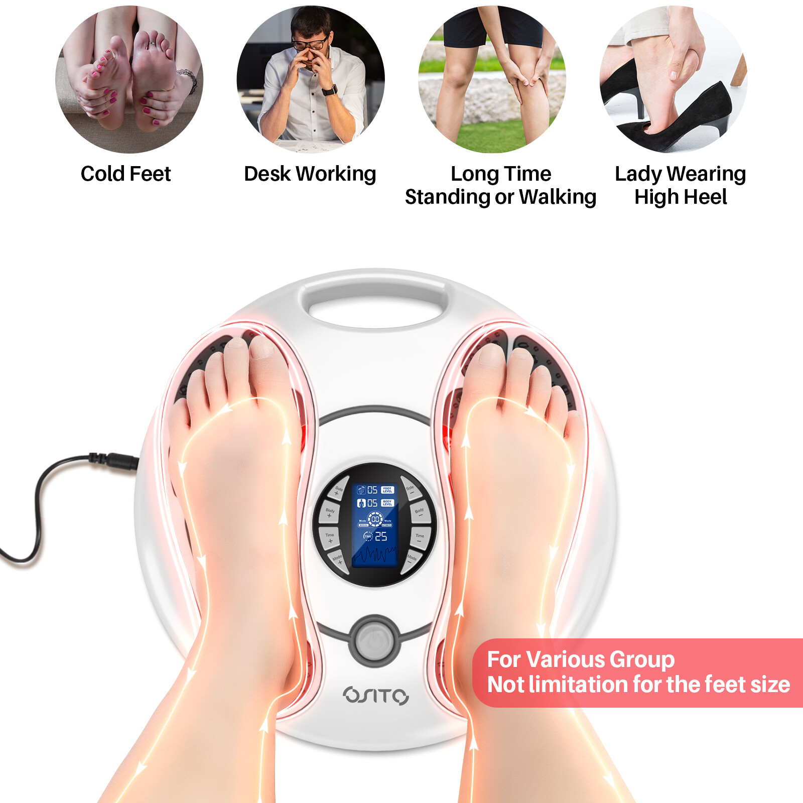 OSITO EMS Foot Circulation Massager Booster for Neuropathy Feet Legs Pain Relief