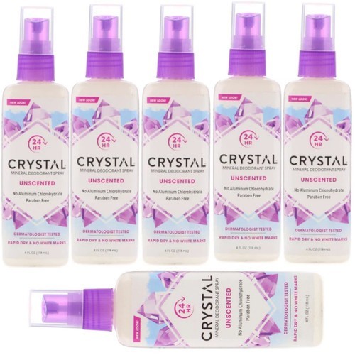 Crystal Mineral Deodorant Spray Unscented 4 fl.oz (Pack of 6)