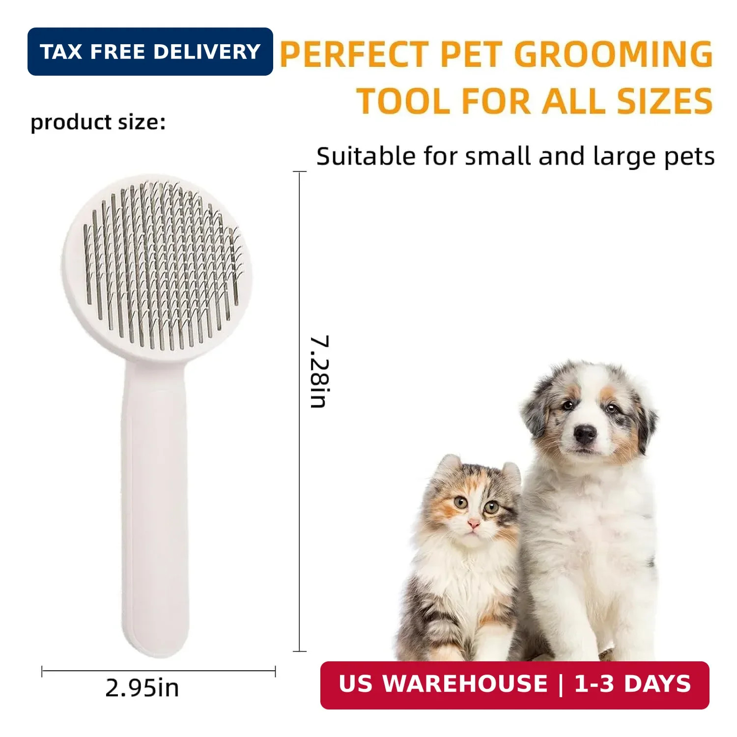 Self-Cleaning Slicker Brush, Dog Cat Bunny Pet Grooming Shedding Brush, Easy to