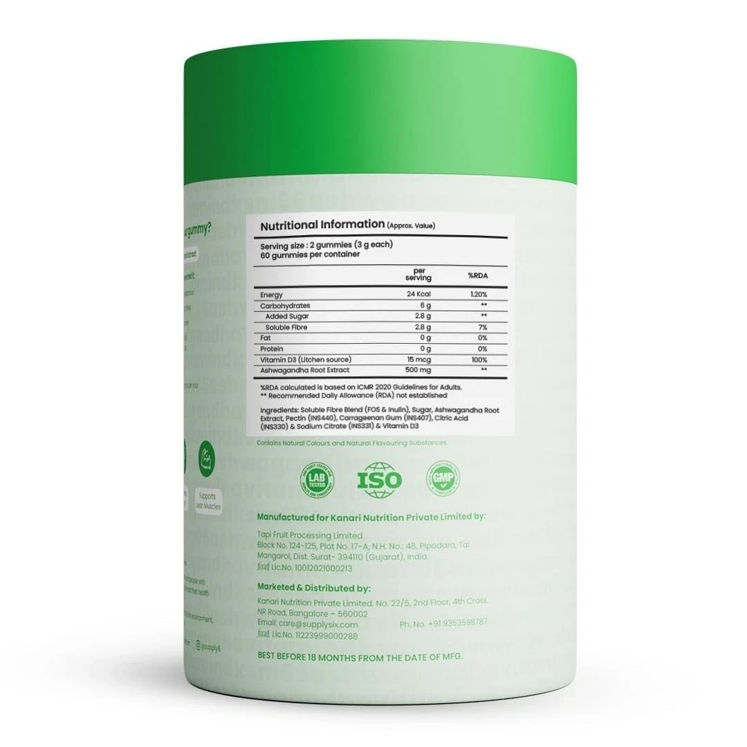 SUPPLY6 Stress Free Gummies with world’s strongest KSM-66 Ashwagandha 60 Gummies