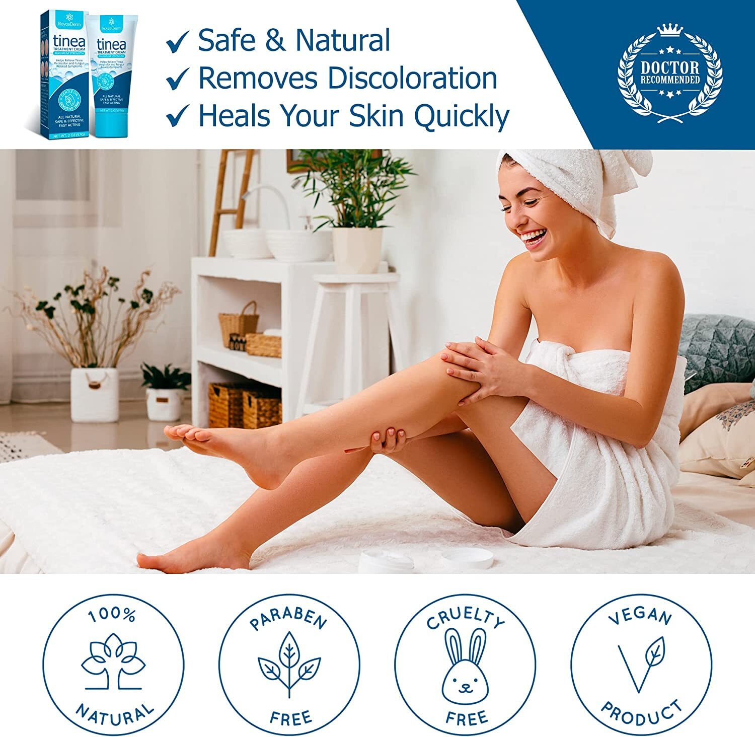 Roycederm Tinea Versicolor & Pedis Treatment, Antifungal Cream 2 Oz Exp 08/2024