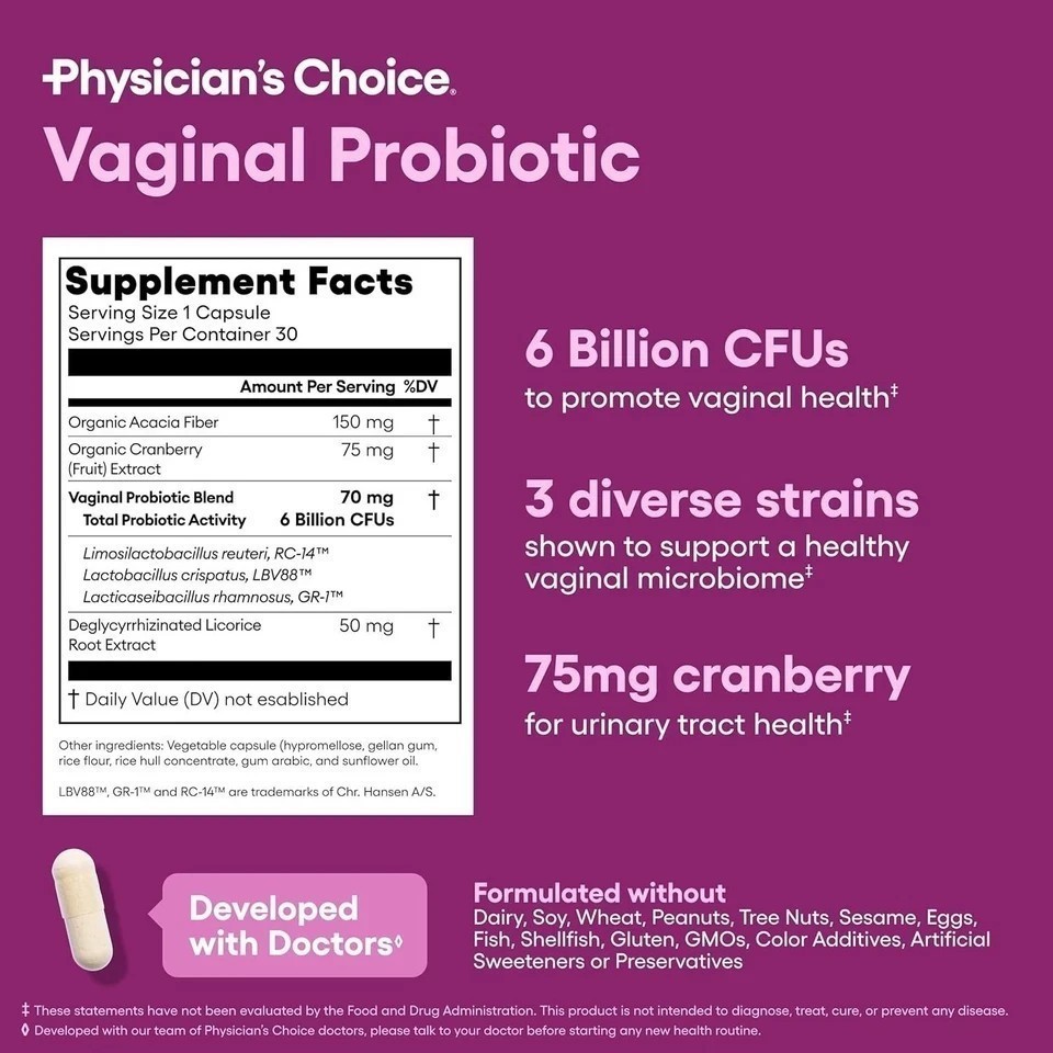 Physician’s Choice Vaginal Probiotic for Women – Support Vaginal PH Balance NEW