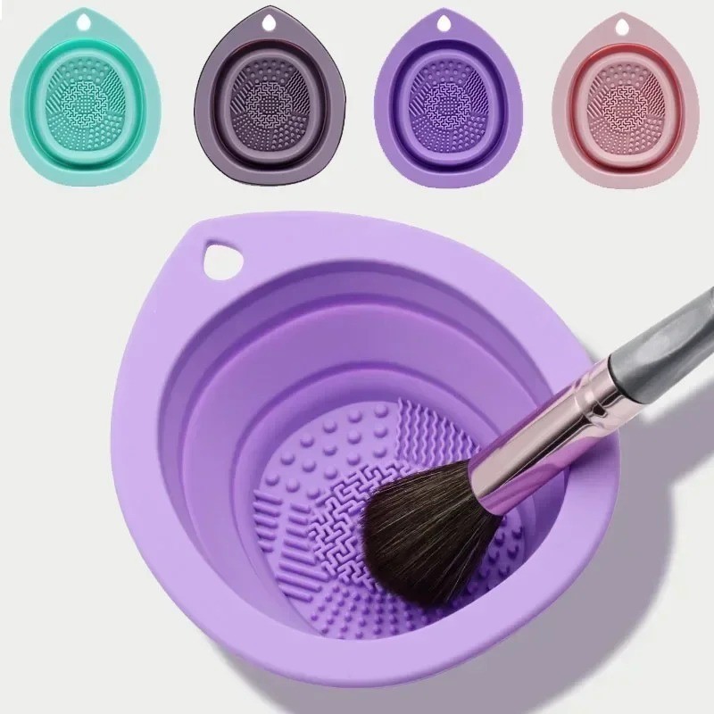 Silicone Makeup Brush Cleaner Foldable Cosmetic Washing Bowl Powder Puff Scrubbe