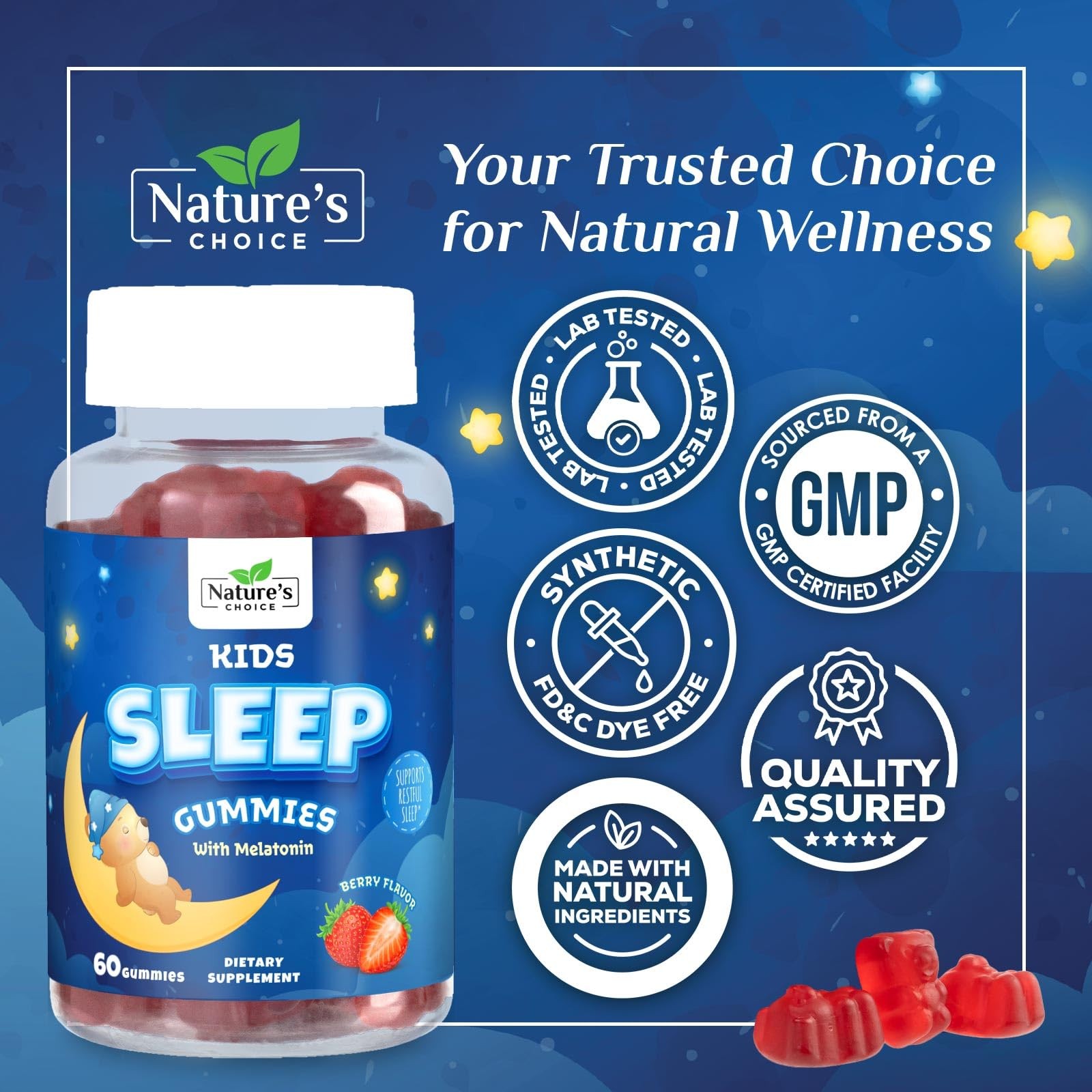 Kids Melatonin Gummies – 2mg Per Serving – 60 Count (Pack of 1)