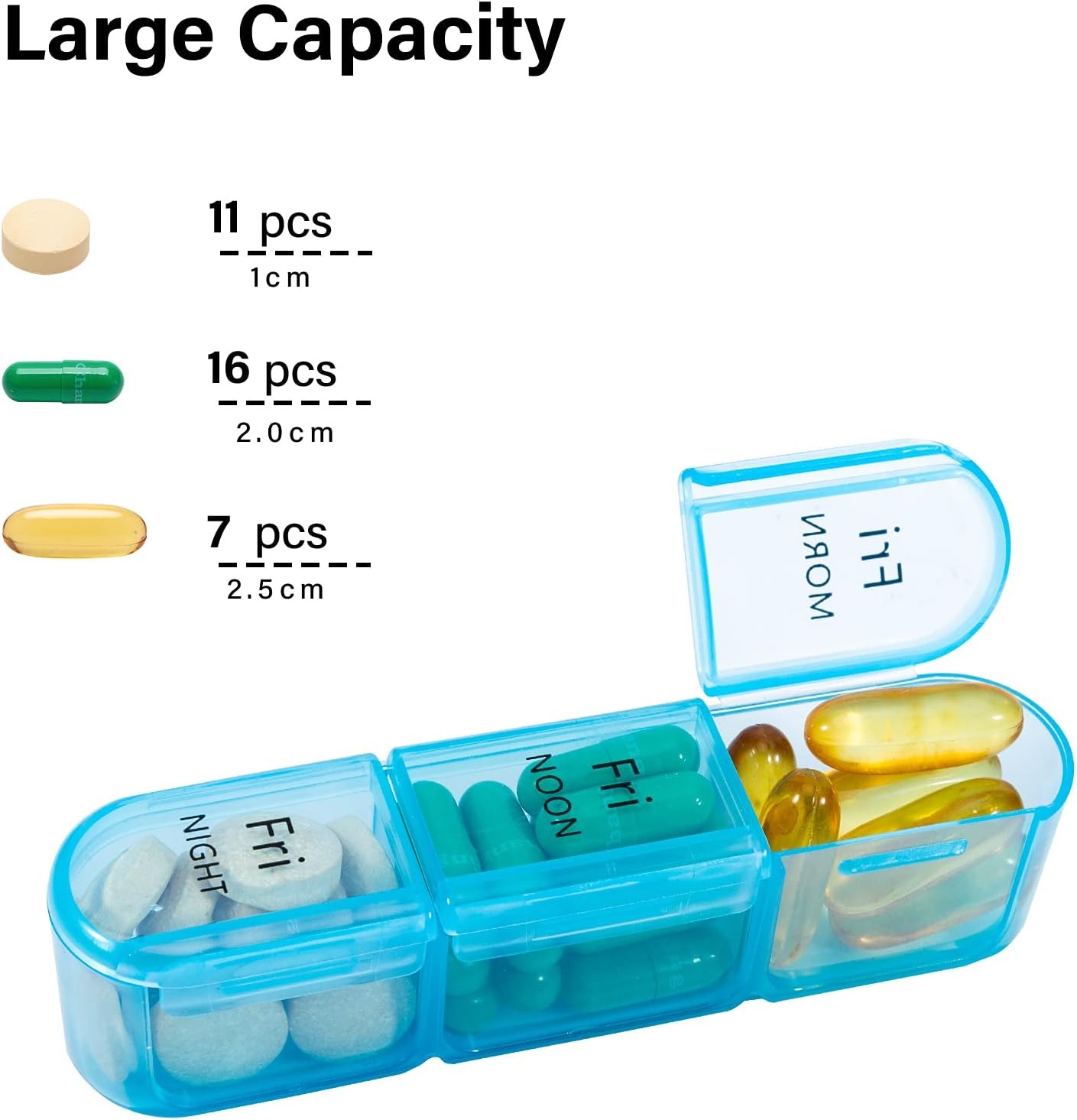 1 Weekly Pill Box Organizer 3 Times a Day 7 day Organizer Case Medicine Storage