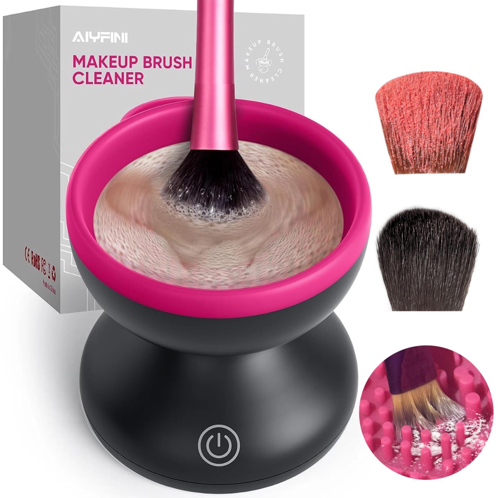 Electric Makeup Brush Cleaner Machine – Fast, Portable Washer for Brushes & Spon