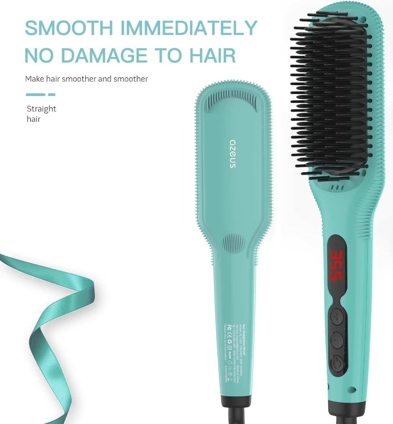 Ionic Hair Straightener Brush, Adjustable 30s Fast MCH Ceramic Heating Hair Stra