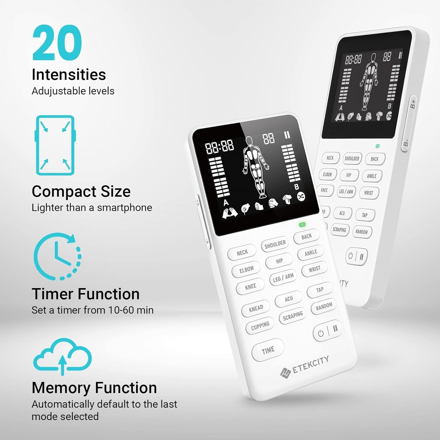 Etekcity TENS Unit ETU-134 Kit Muscle Stimulater and Pain relieving Set