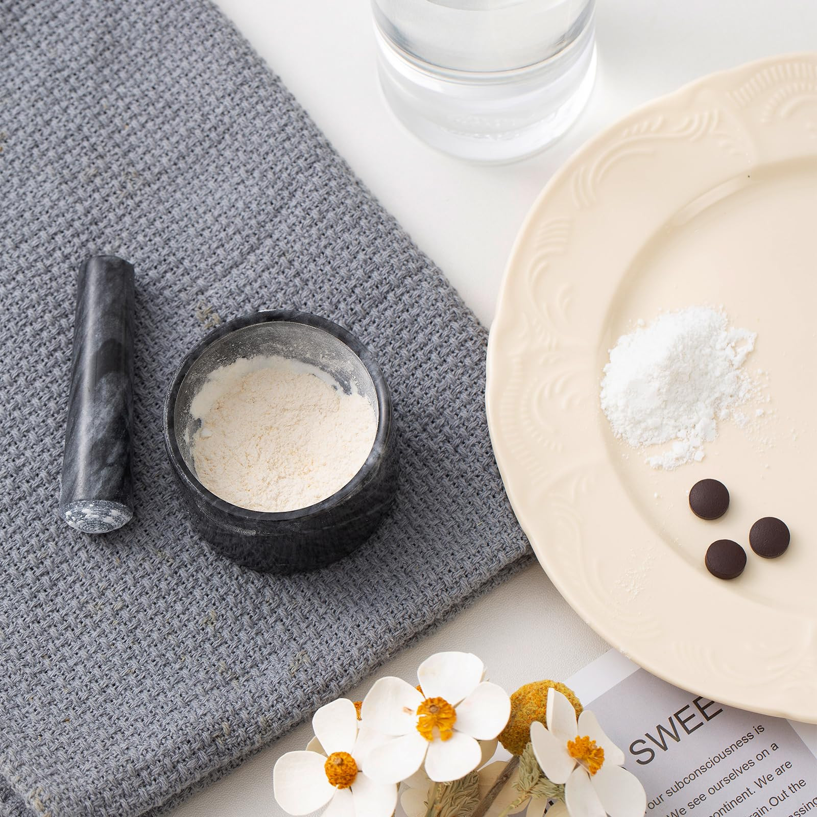 Pill Crusher Mini Marble and Pestle Set Pill Crusher Grinder Fine Powder New