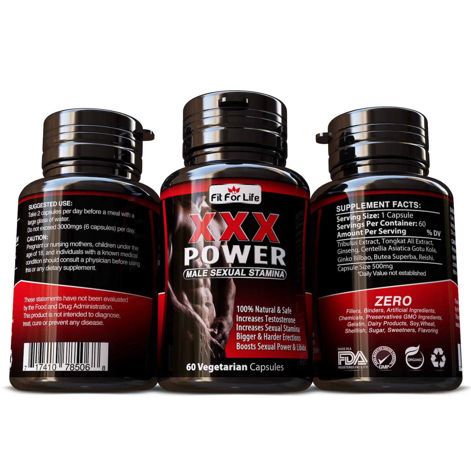 Natural Male Enhancement Mens Health Organic Supplement XXX Power 60 Servings